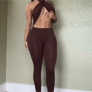 Brown halterneck Jumpsuit